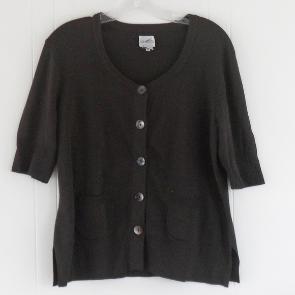 Chico's Dark Brown Button Up Sweater - Picture 6 of 6